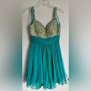 La Femme Teal Short Dress